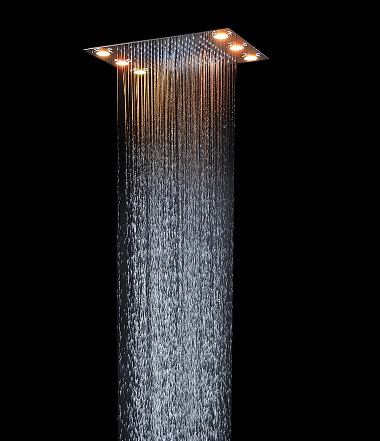 New Style 304 stainless steel rainfall Bath led electric shower head ceiling overhead shower with rainbow light