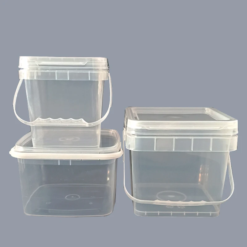 280ml 500ml 1L 2 liters food grade clear square plastic buckets Transparent Plastic Square Bucket For Packing Food