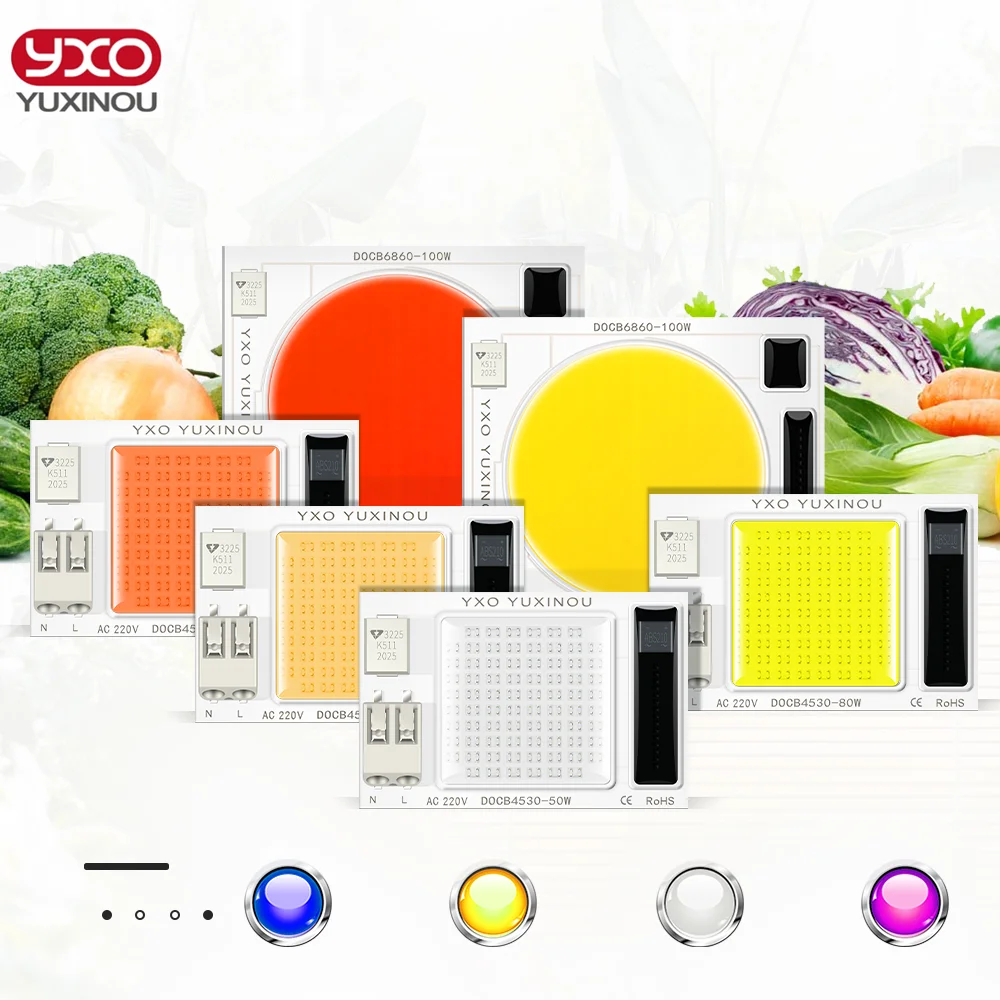 Оптовая продажа, светодиодный чип полного спектра 50 Вт, 80 Вт, 100 Вт без драйвера, переменный ток 220 В, 3500K, 6500K, керамический Cob светодиодный чип переменного тока