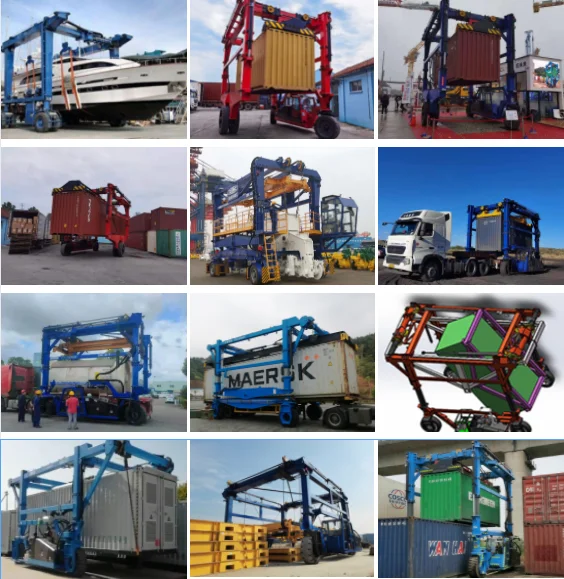 High quality workshop trackless rubber tyre mobile gantry crane 45t straddle carrier shipping 20ft 40ft container gantry cran