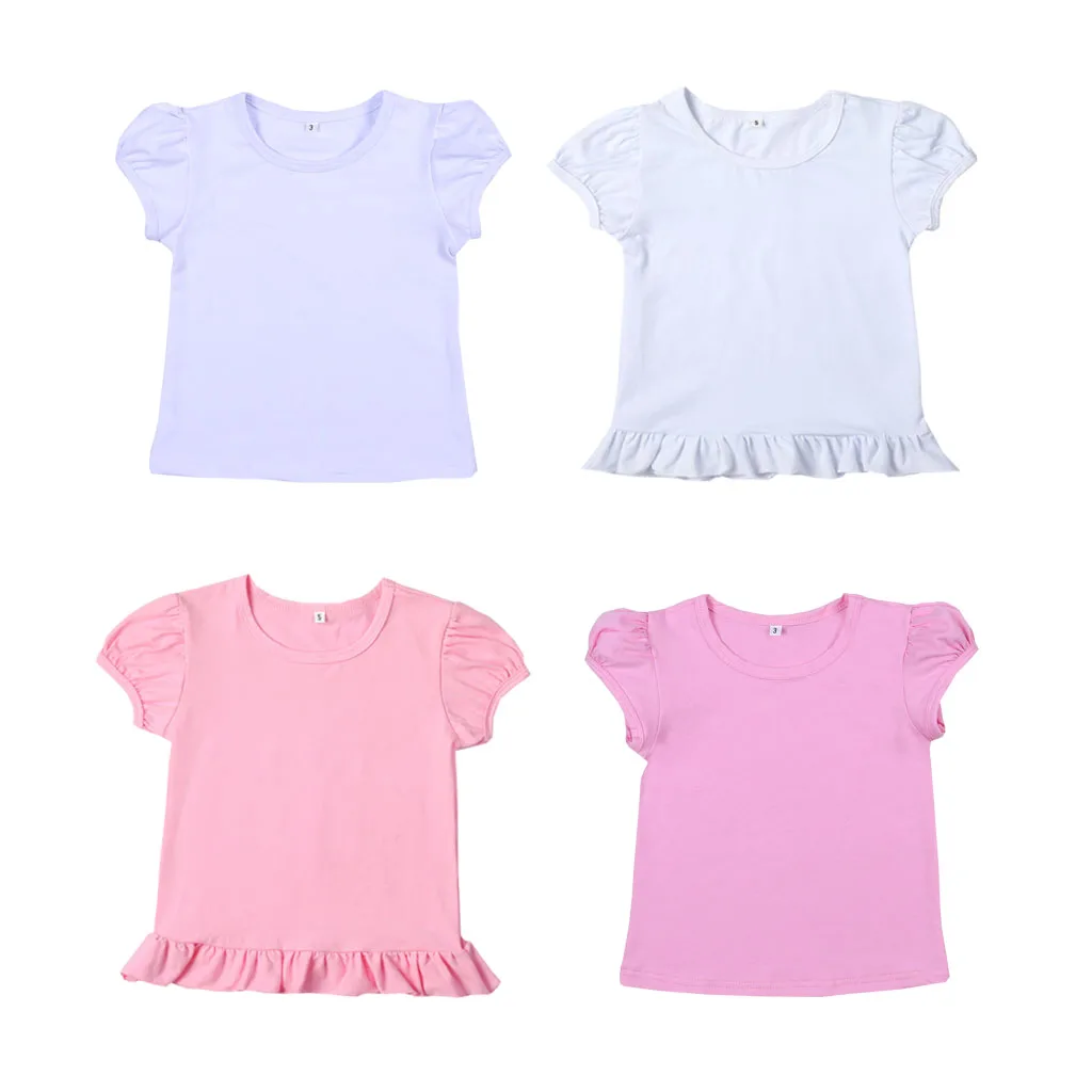 pink plain toddler girl shirt 100% polyester sublimation for printing children clothes top t shirts