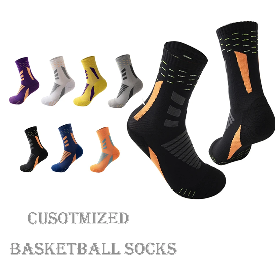 Professional outdoor athletic sport men basketball socks custom logo crew socks basketball all star socks