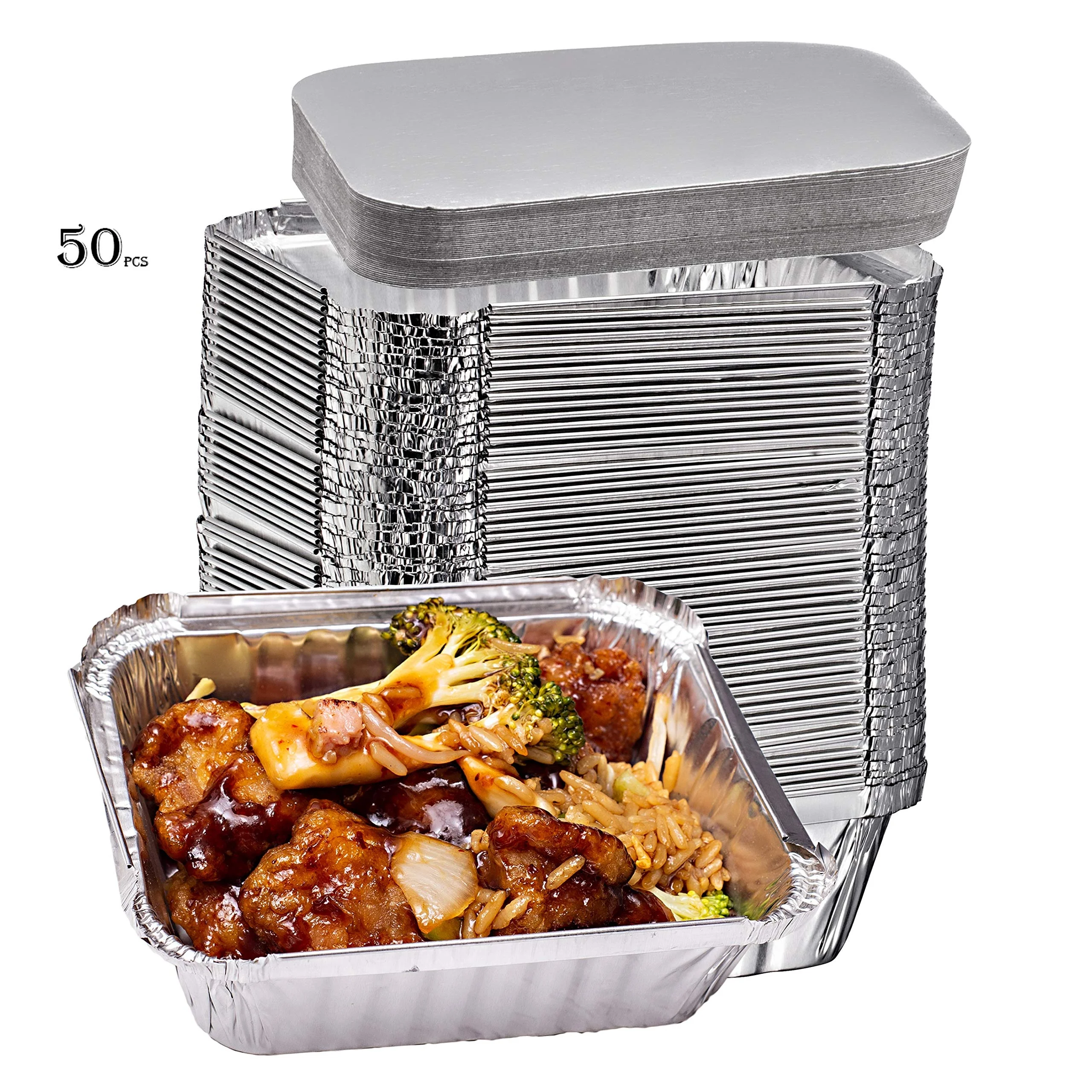Reusable and Disposable Foil Pans with Board Lids Oven & Freezer Safe 50 Piece Set