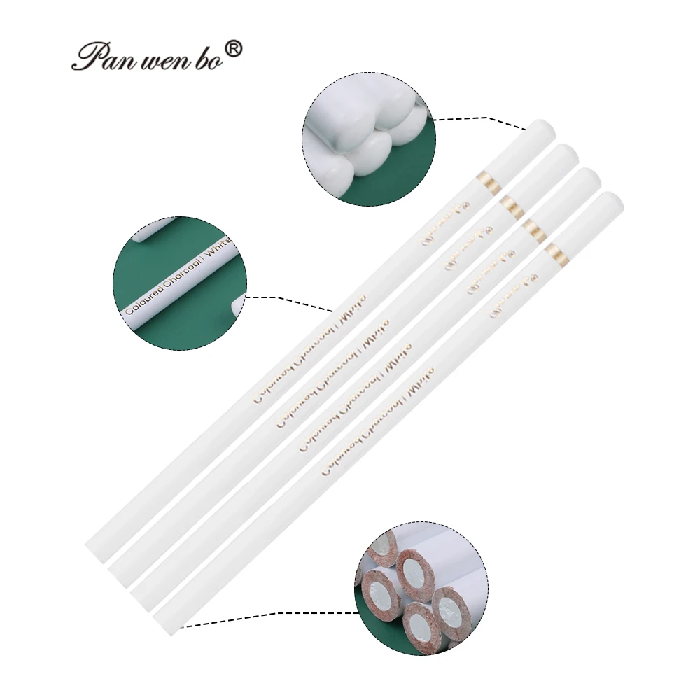Panwenbo Customized Private Label Sketch Pencils12pcs/Set White Graphite Art Drawing Pencils Set
