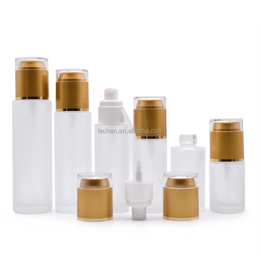 Unique Frosted Essential Oil Press Pump Empty 10ml50ml Portable Cosmetic 30ml Original Liquid Lotion Sub-packed Glass Bottle