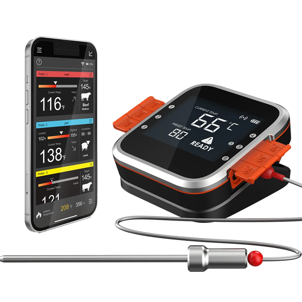 Led Digital Temperature Gauge Celsius Steak Medium Rare Food Grade Probe Meat Thermometer With Timer Alarm