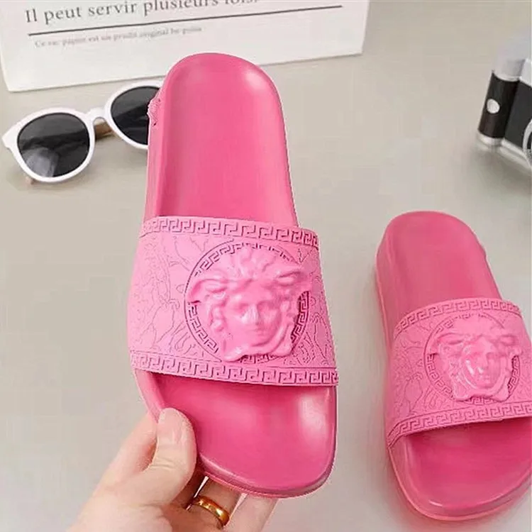 Hot Sale Pvc Shoes Women Platform Sandal with Head Ornament One-piece Non-slip Beach Comfortable Casual slippers for Women