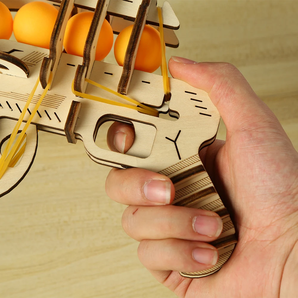 Amazon supplier New 3D Laser Cut Assemble puzzle gun model toy wooden toy puzzle 3D Gun Puzzle