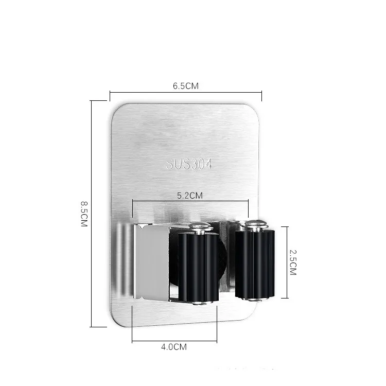 304 Stainless Steel Wall Mount Self-Adhesive Non-Slip Heavy Duty Garden Tool Holder Garage Bathroom Organizer Mop Broom Holder