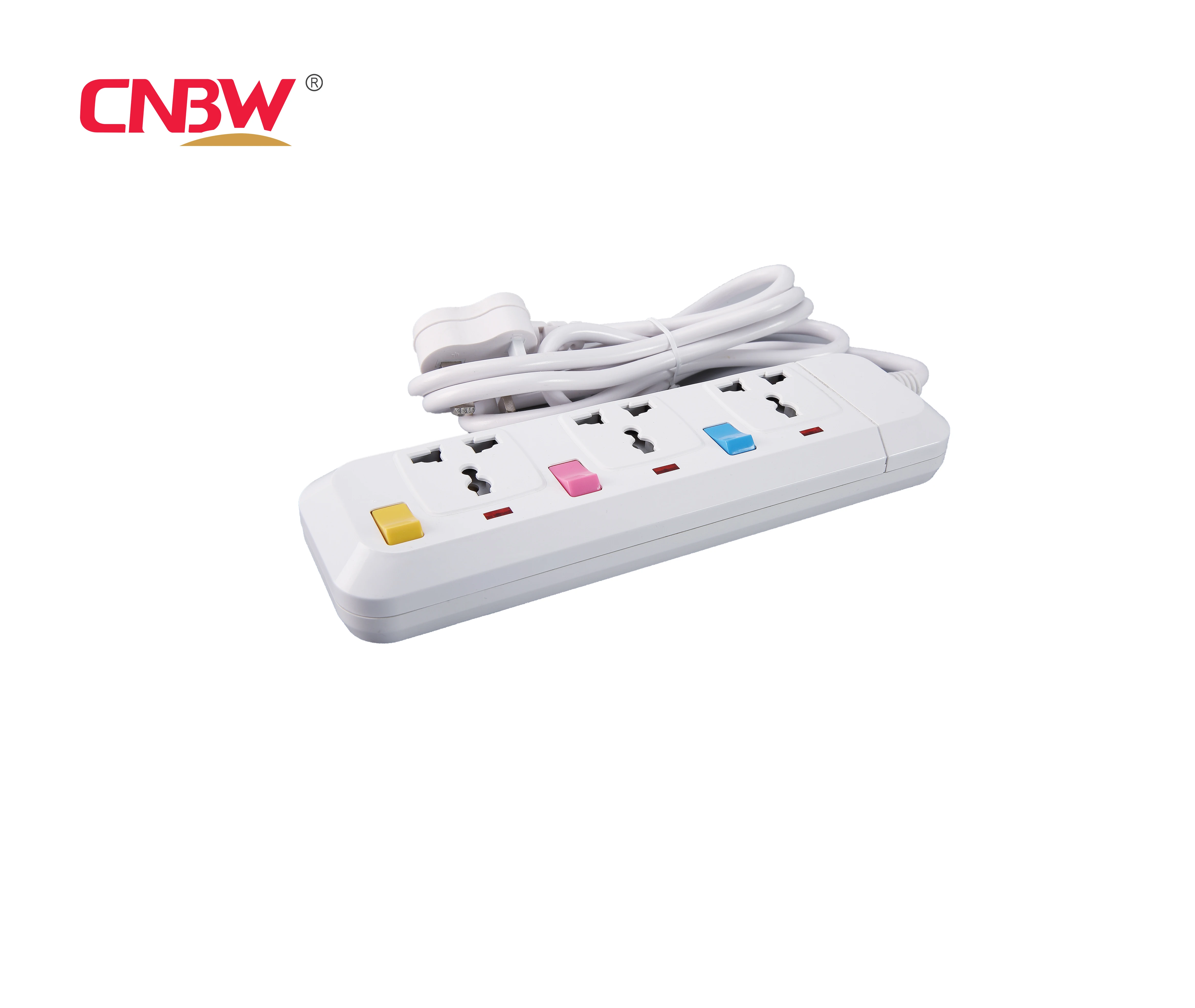 New Design Multi-Function 3 Pin 3 Way Electric Extension Socket Copper strip socket 10A Rated Current 250V Voltage Plug Type