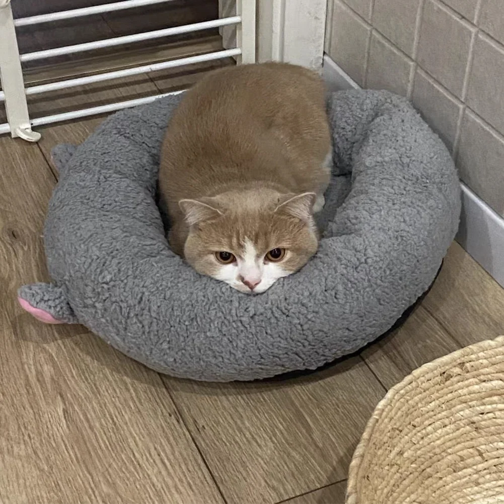 16Inch Round Bed Cat Kennels Kitten Soft Cushion for Sleep Improvement Indoor Cats Bed