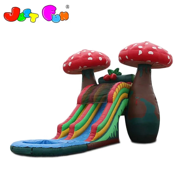 Funny children inflatable mushroom water slides with pool