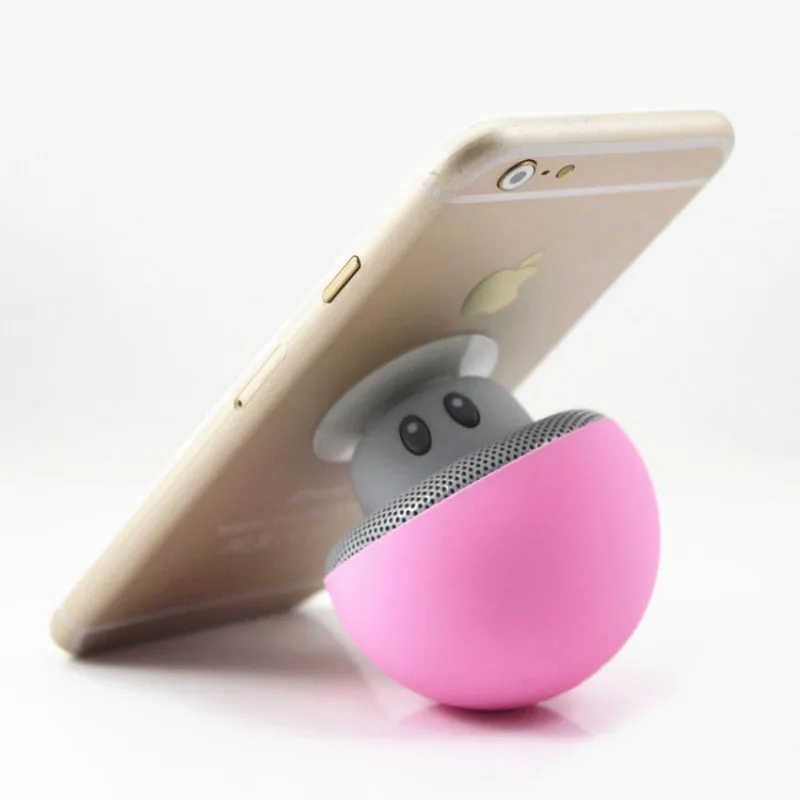 Mini Cartoon Portable Small Mushroom Head Wireless Blue tooth Speaker Silicone Suction Cup Speaker Phone Holder Audio