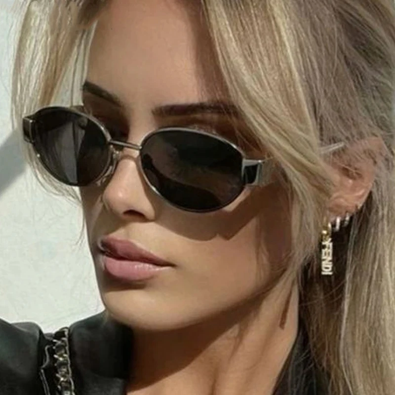 Oval Punk Sunglasses Women 2024 New Luxury Brand Metal Frame Sun Glasses For Men Classic Vintage Steampunk Eyewear Shades UV400