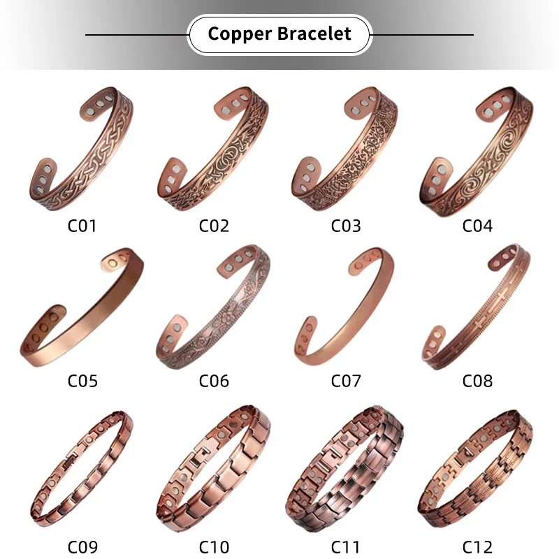 Wholesale price 99% copper bracelet copper wire bracelets with gemstones new design copper 18k gold color charm bracelet