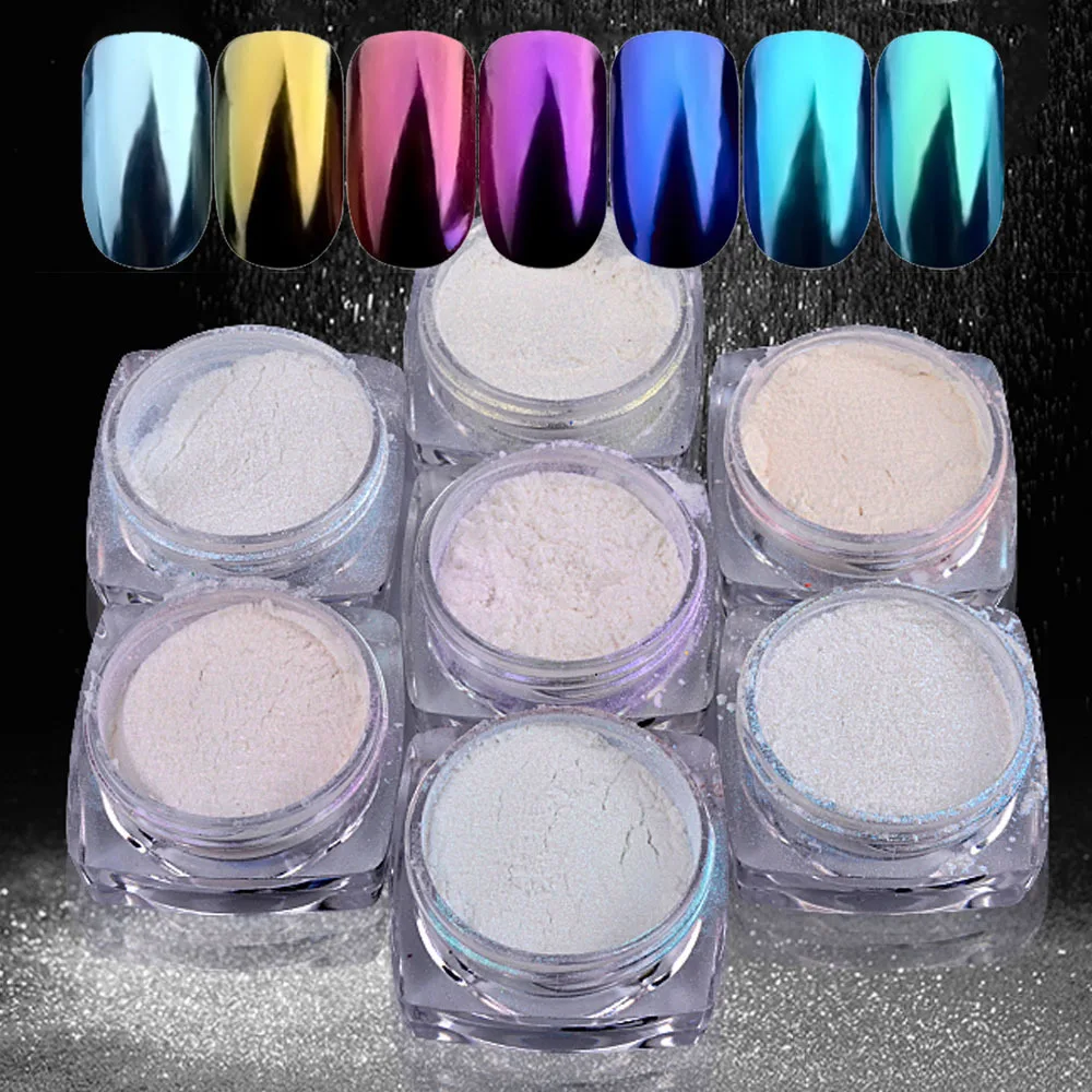 Neon Iridescent Chrome Nail Powder Chrome Nail Powder Pearl Magic Nail Powder Salon Pigment Manicure