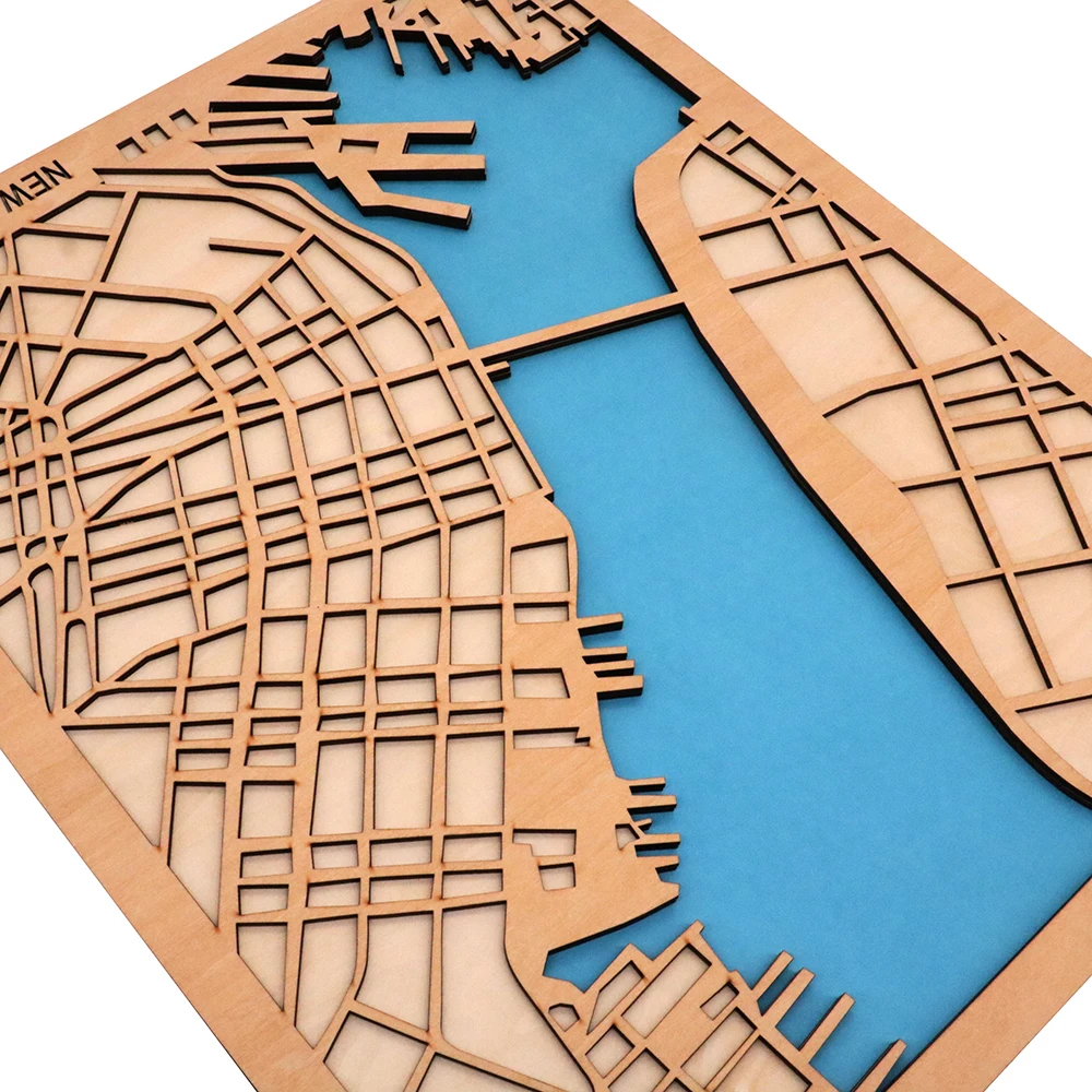 Custom wall wooden city map world map accept customization 3d puzzle decoration for living room or office