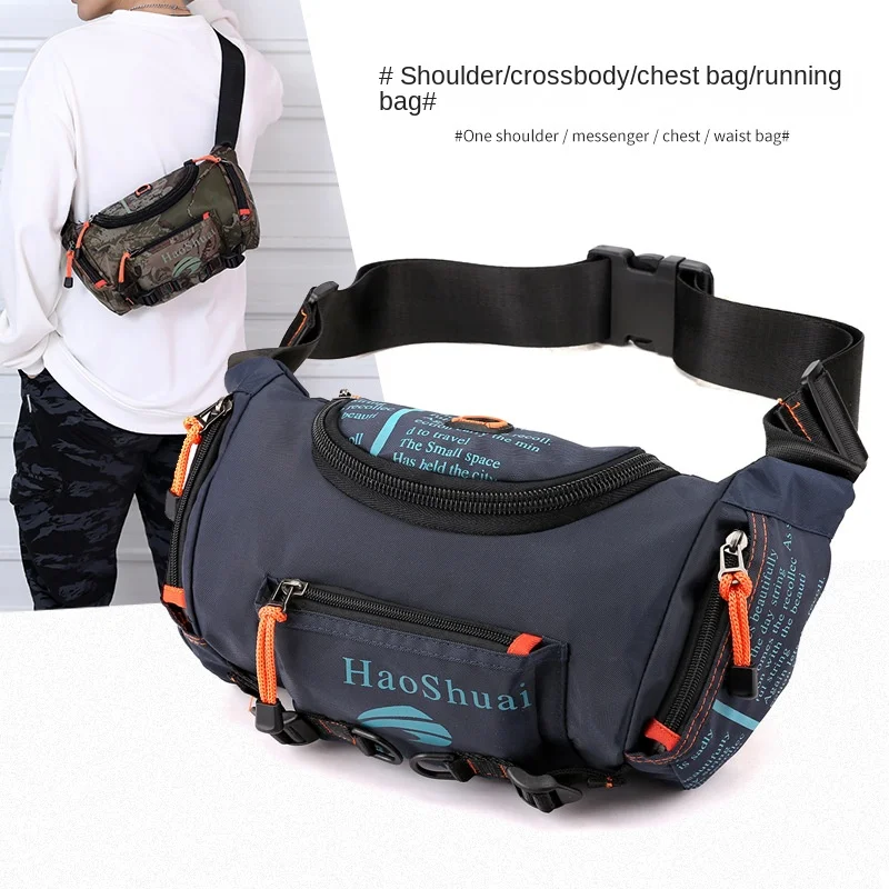 Sports Tactical Fashion Headphone Jack Chest Bag Waterproof Large Capacity Nylon Crossbody Bag Men Messenger Sling Bag For Men