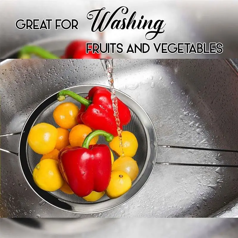 Kitchen Tools & Gadgets Fine Mesh Sieve Long Handle Food Grade Level Stainless Steel Mesh Strainers Colander