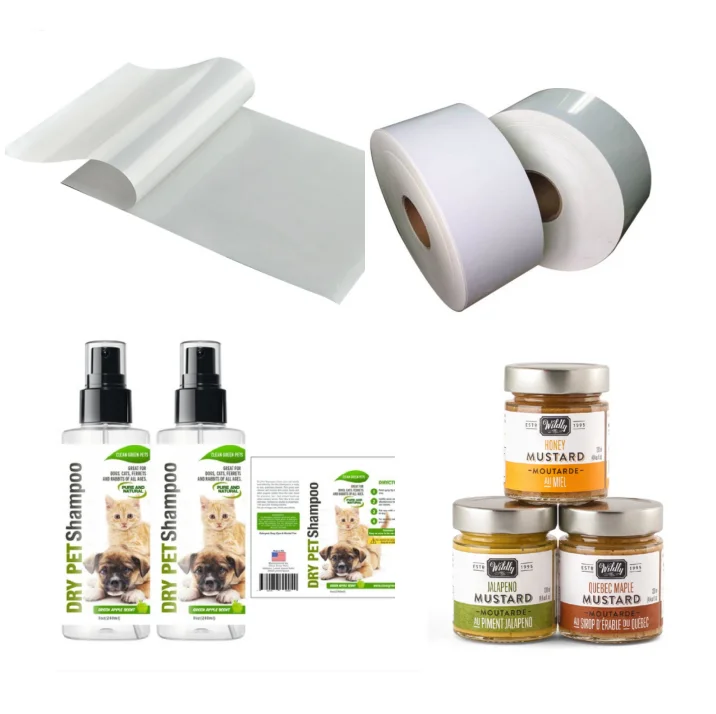 PP glossy white PP transparent self adhesive label materials for frozen food packaging label wet wipes label with CE certificate