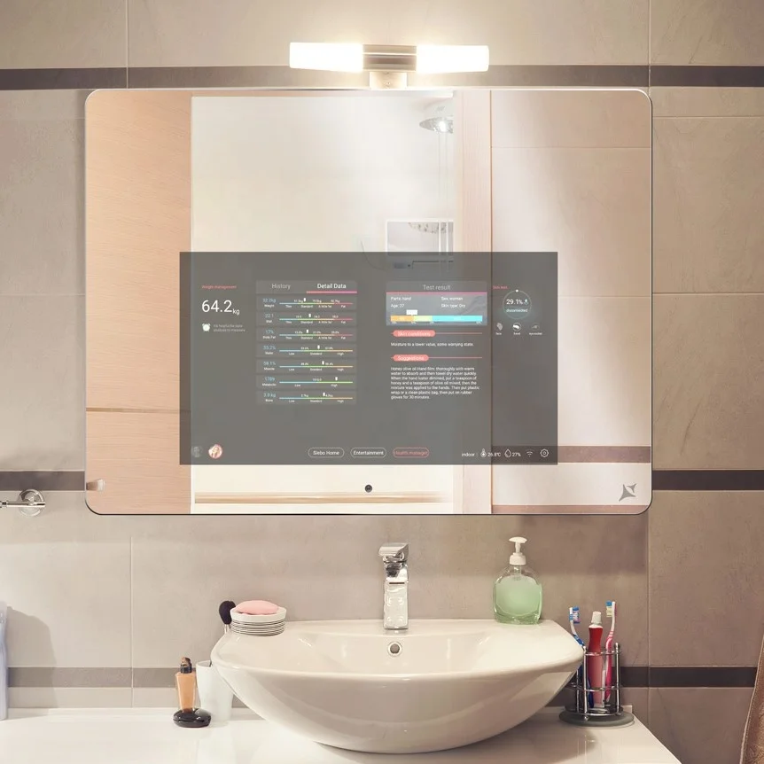 smart mirror touch screen bath+mirrors led