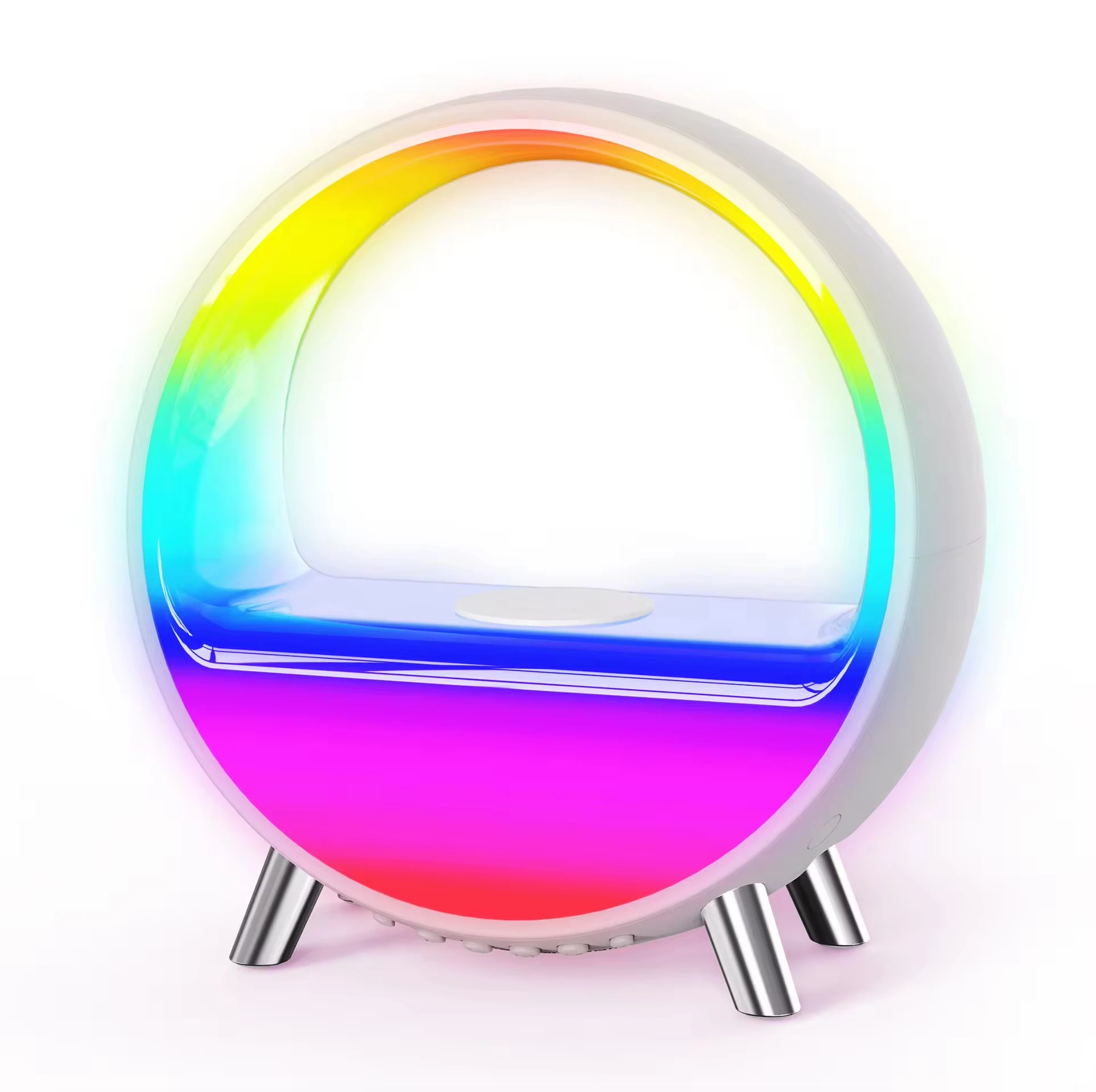Rgb Color Stereo Speaker Desktop Wireless Blue Tooth Smart App Control Led Wake Up Light Sunset Atmosphere Wake Up Alarm Clock