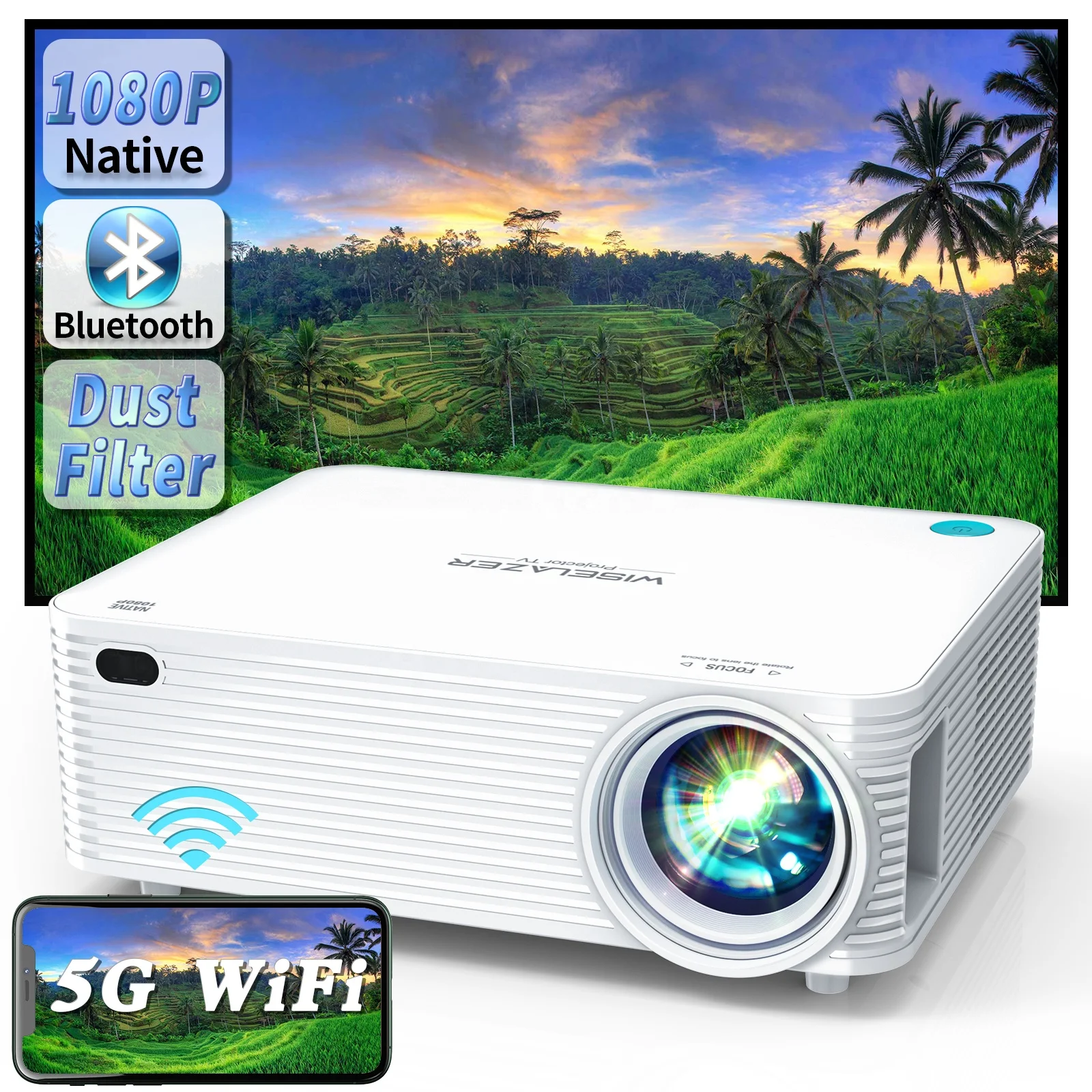 WISELAZER 9500 High Lumens Mini Proyector Beamer Projector 1080p Lcd Led Video Portable Hometheater Projector In Stock