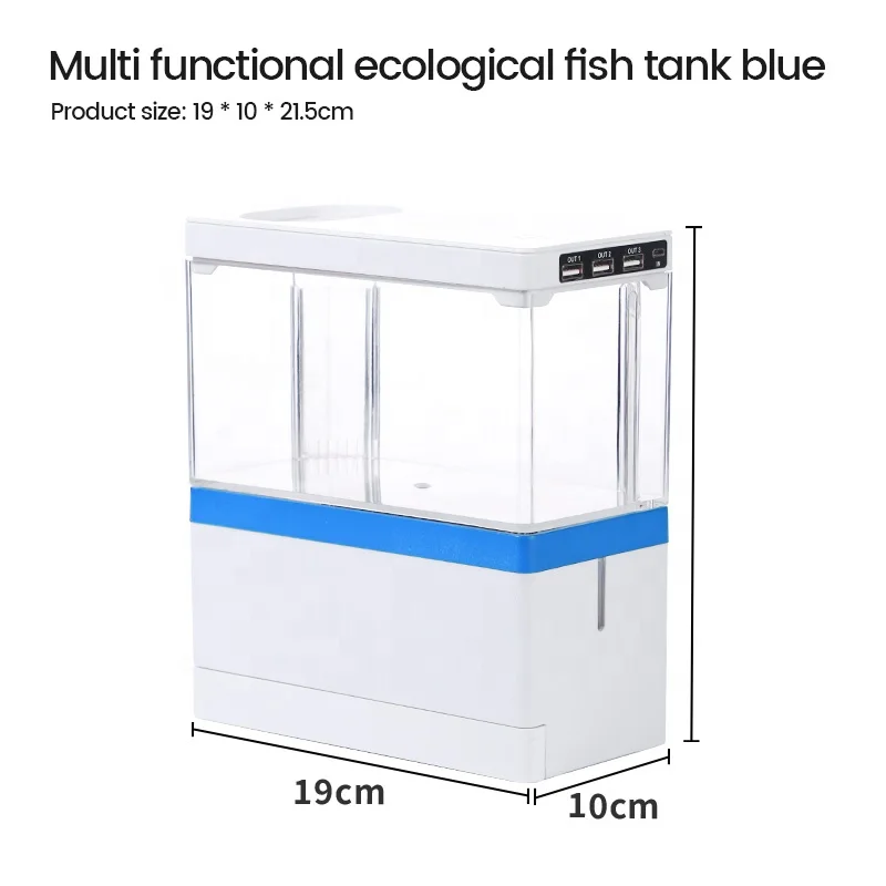 New Design Mini Desktop Acrylic Aquarium Fish Tank With USB Port And Led Aquarium Light