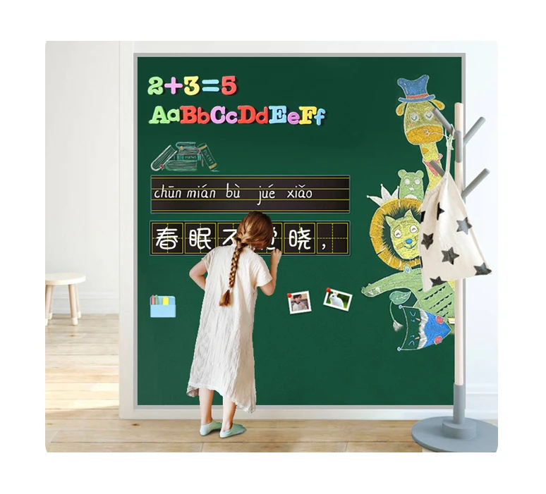 Self Adhesive Iron Back Magnetic Wet Erase Wall Decoration Green Soft Chalkboard Paper for Drawing and Learning
