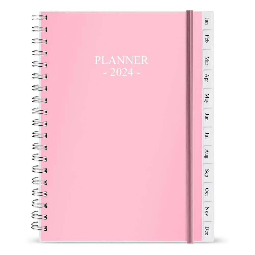 2024 Wholesale Pink Hard Cover Spiral A5 Custom Printing Weekly Daily Financial Order Budget Planner