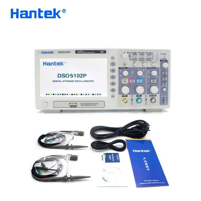 Цифровой осциллограф Hantek DSO5102P Портативный 100 МГц 2 канала 1 Гвыб/с длина записи 40K USB осциллограф Ручной осциллограф
