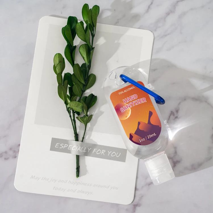 30ml Hygiene Alcohol base 75% alcohol Hand Sanitizer Gel with keychain bottle