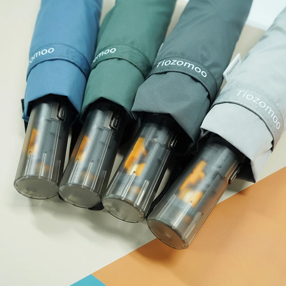 Wholesale 2024 new fashion clear mechanical handle 3 folding automatic umbrella