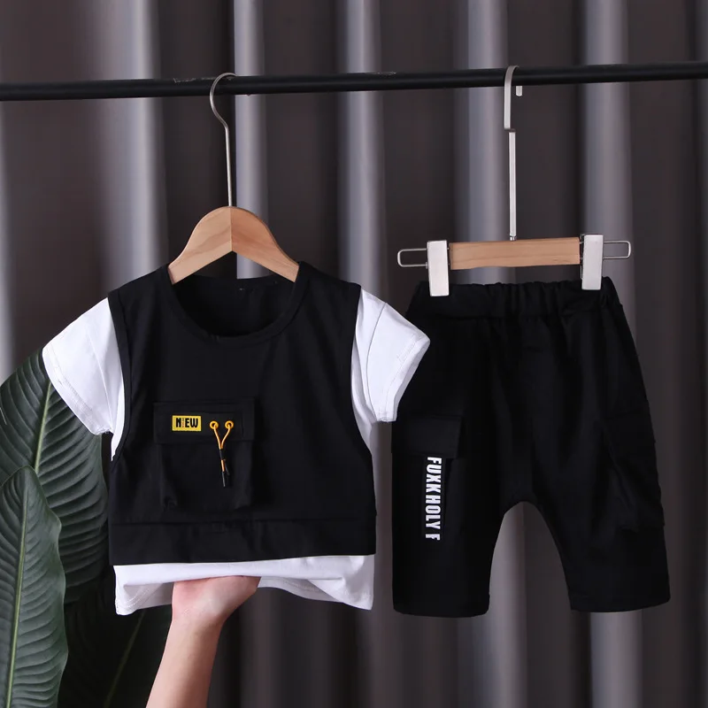 2024 Hot Selling Cotton Baby Boy Infant Short Sleeve & Pants Clothing Sets Sweat Suit Casual Kids Tracksuits Baby Summer Clothes