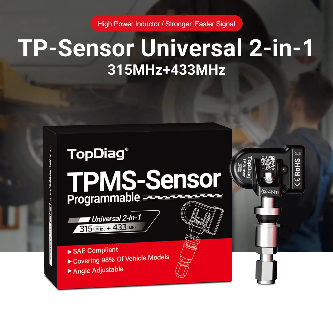 TopDiag PS001 tpms programming tool TPMS tire pressure monitoring 4pcs Sensor universal