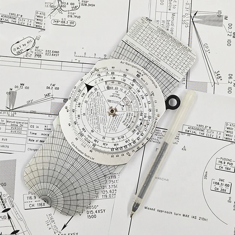 Smart aluminum e6b Flight Computer US Air Navigation Computer Pilots Slide Rule Dead Reckoning in Leather Pouch