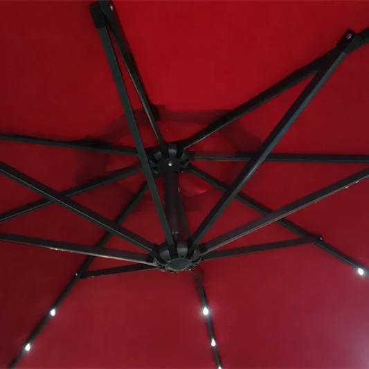 
Wholesale Outdoor Hanging Beach Solar Led Patio Umbrella Light Parasol Lamp Garden Leisure Control Solar Charger Panel Umbrella 