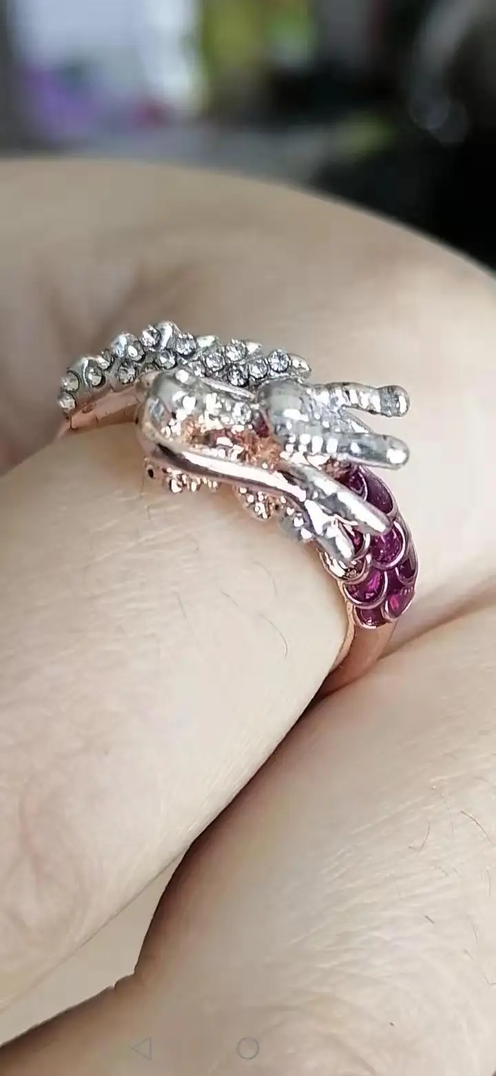 New Dragon head ring rose gold dragon ring for women girls men