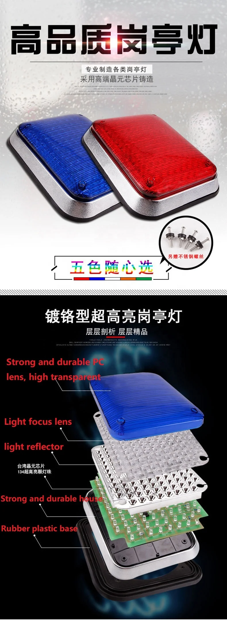 Ambulance outer body side warning strobe light emergency ambulance warning flash strobe light red blue amber white green car