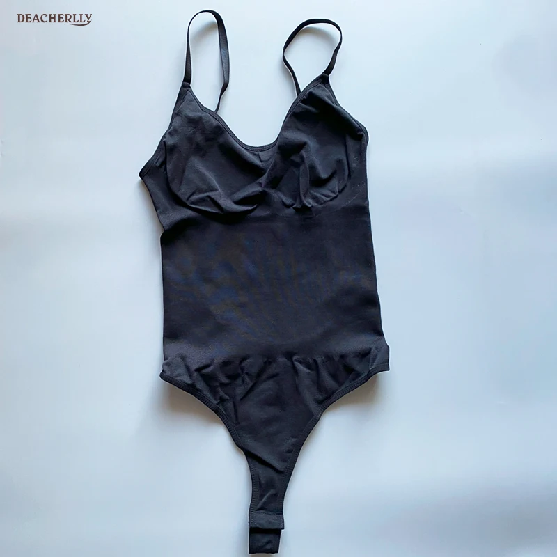 Low Back Bodysuit for Women Seamless Sculpting Body Shaper Thong Tank Top Tummy Control Shapewear