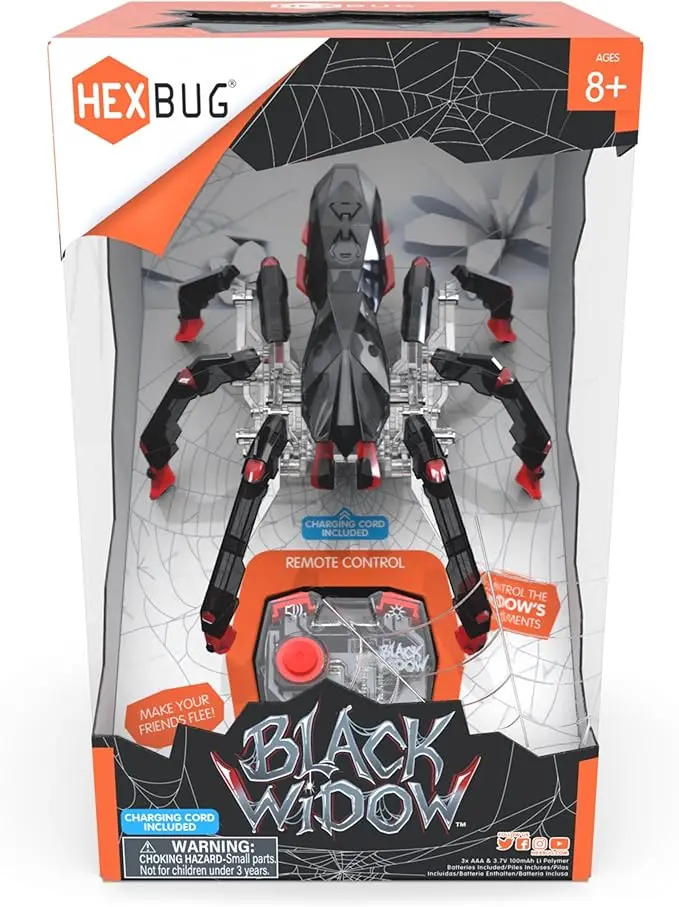 HEXBUG Remote Control Black Widow Rechargeable Robot Spider Toys for Kids Adjustable Robotic for Boys & Girls Ages 8 & Up
