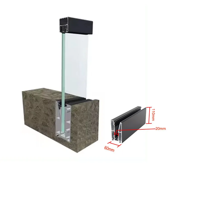 Modern Design  Profile Aluminum Handrails Deck U Channel Glass Railing With Led Light