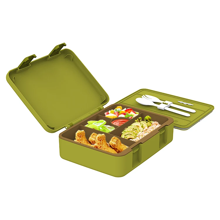 Clamshell sealing 5 compartments lunch bento box for children kids microwave safe dishwasher safe food container