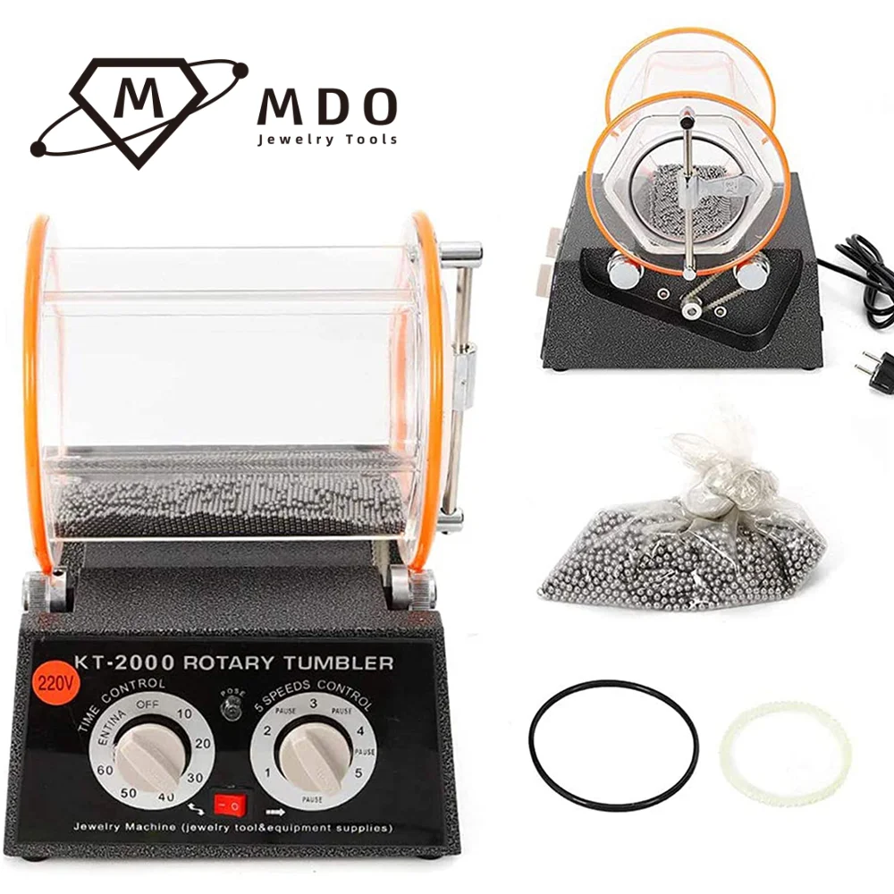 Factory Sale Kt-2000 Mini Rotary Tumbler Grinding and Polishing Machine Small Barrel Rotary Tumbler Machine Jewelry Polisher