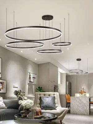 Customizable modern acrylic round combination led pendant light dimmable living room light