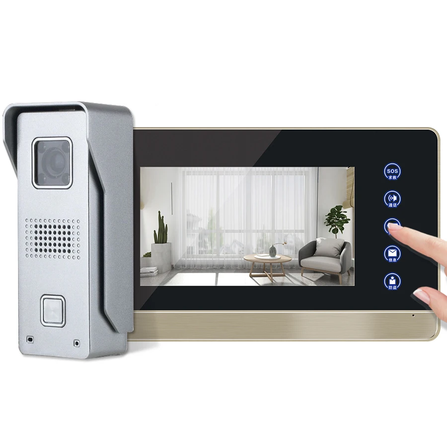 2022 Hot Video doorbell 7 Inch Phone Camera intercom System Door Bells HD white light night vision TFT liquid crystal display