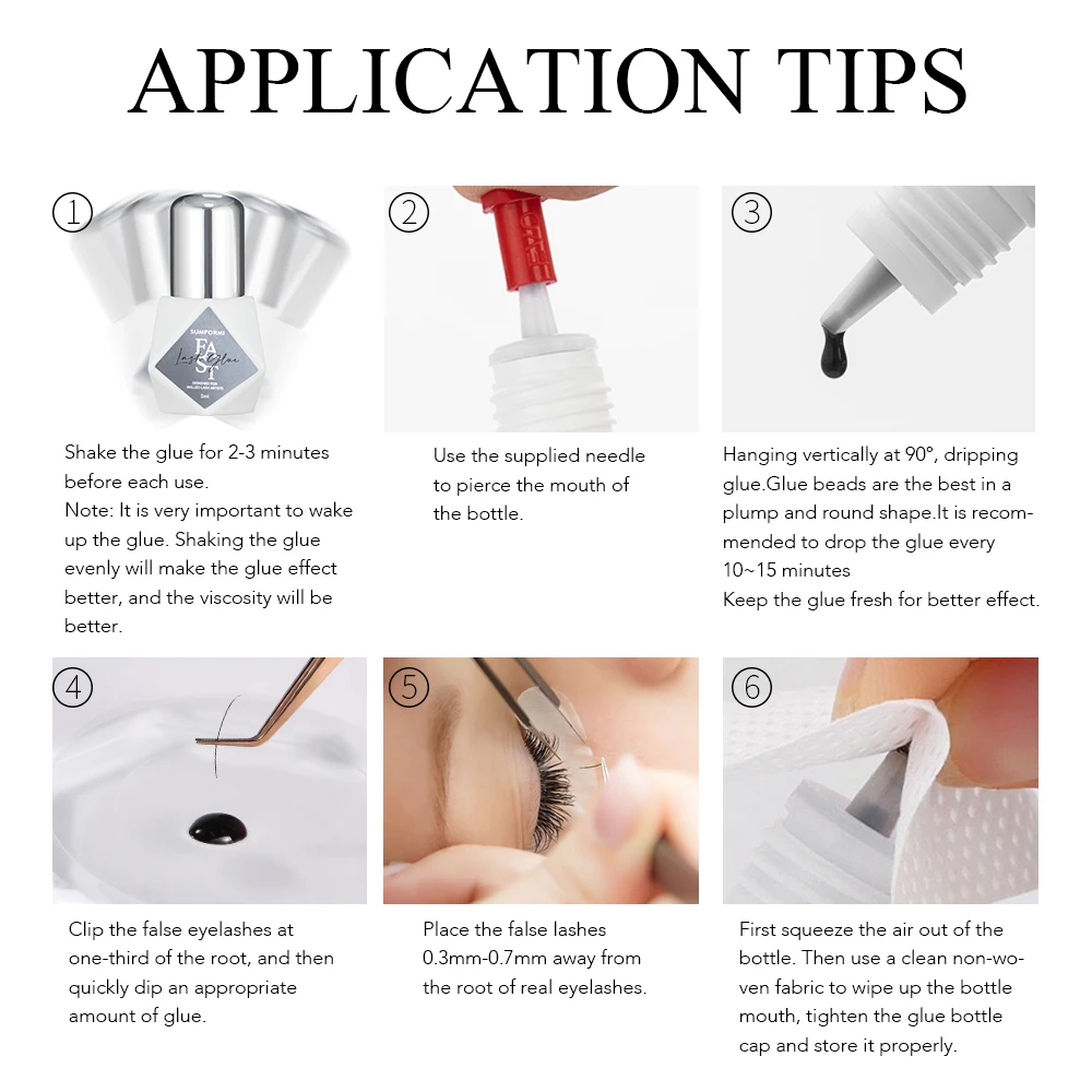 Sumformi 0.2S/0.3S/0.5S Second Professional Flexible Strong Lash Glue Alkoxy Cyanoacrylate Lash Glue Eyelash Glue Acrylate Free