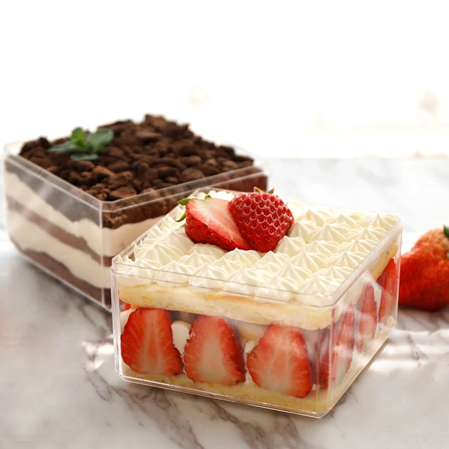 Custom ps hard  transparent plastic wedding party candy cookie tiramisu cake packaging container