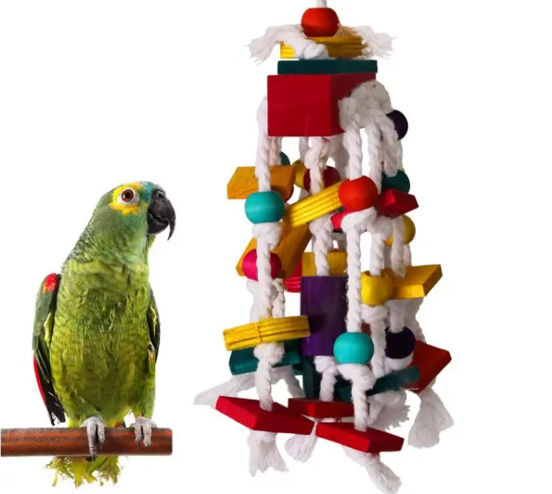 Colored building blocks chewing string bird toy parrot chewing toy pet supplies