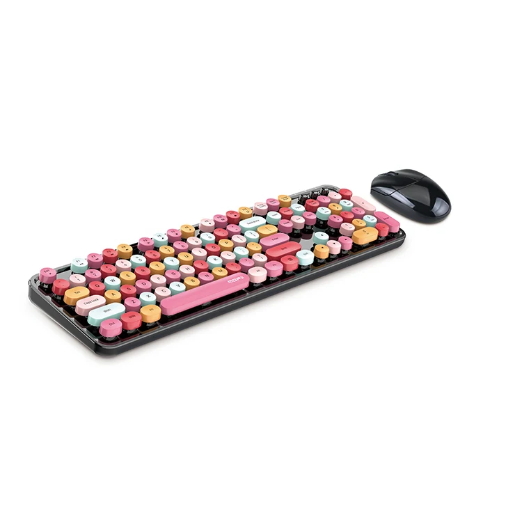 Best Seller Keyboard Usb Wireless Mixed Color Round Keycover Plastic Colored Wireless Keyboard